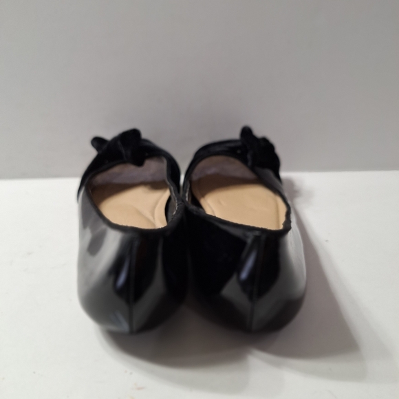 Pierre Dumas Black Patent Leather Velvet Bow Preppy Business Casual Flats- 7.5 - Picture 6 of 10